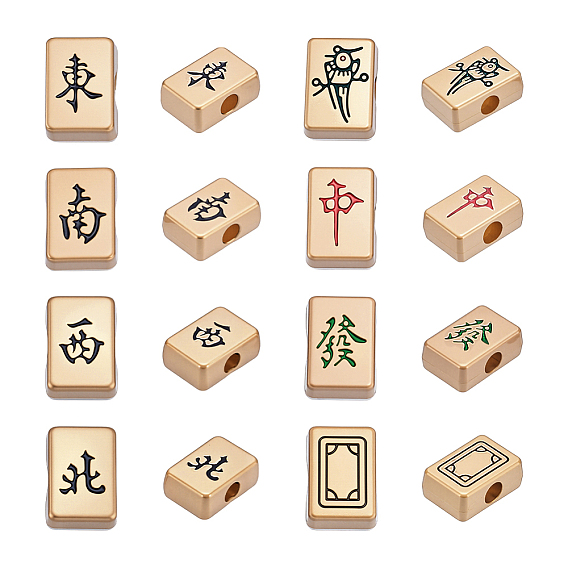 16 шт 8 стили сплава эмалевые бусины, форма мох-джонг