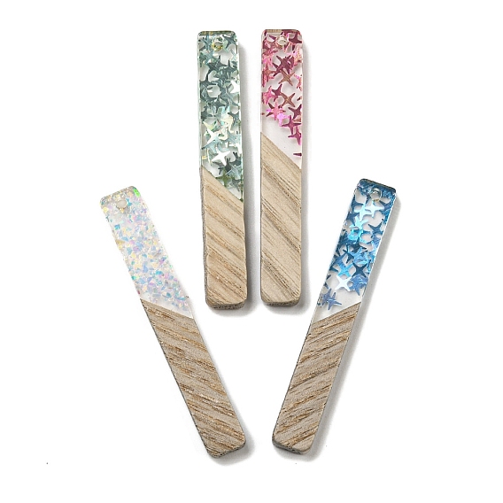 Деревянные подвески, смола и золотая фольга, прямоугольные