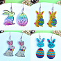 Пасхальные акриловые серьги-подвески, кролик, платина