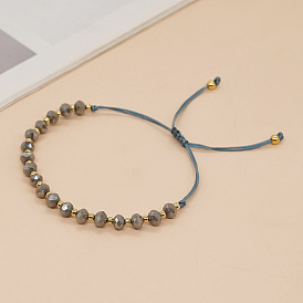 Bohemian Crystal Beads Copper Bracelet - Beach Style, Unisex, Round Glass Eye.