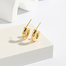 Luxury 18K Gold-Plated C-Shaped Earrings for Fashionable Women