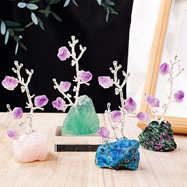 Gemstone Display Decorations, Reiki Energy Stone Feng Shui Ornament, Random Shape Tree