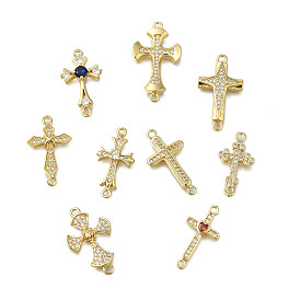 Подвески-крестики из латуни с кубическим цирконием, долговечный, стойки покрытие, без свинца и без кадмия