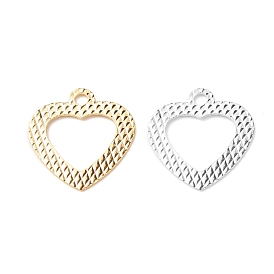 Brass Charms, Long-Lasting Plated, Cadmium Free & Lead Free, Hollow, Heart