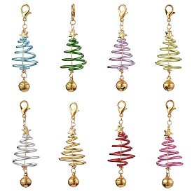 Christmas Tree Aluminum Wire Pendant Decoration, Lobster Claw Clasps Charm for Bag Ornaments
