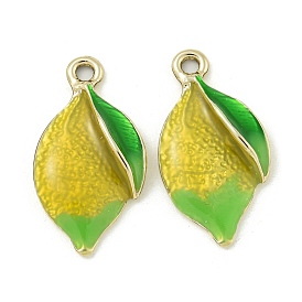 Rack Plating Alloy Enamel Pendants, Cadmium Free & Lead Free, Lemon Charm, Golden