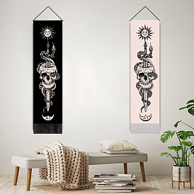 Polyester Decorative Wall Tapestrys, for Home Decoration, with Wood Bar, Rectangle with Snake Pattern