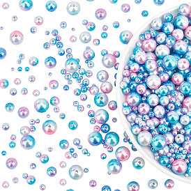 1000pcs 7 tailles perles d'imitation en plastique ABS arc-en-ciel, perles de sirène gradient, ronde