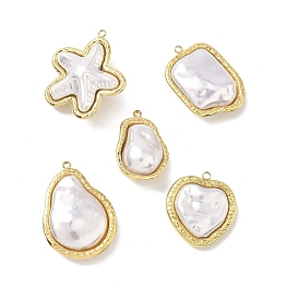 304 подвески из нержавеющей стали с жемчужными подвесками из АБС-пластика, вакуумные покрытия, реальный 18 k позолоченный