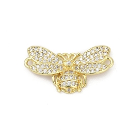 Подвески-соединители в виде пчелы из латуни с микропаве из прозрачного кубического циркония, без свинца и без кадмия, долговечный, стойки покрытие