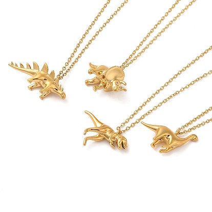 Ожерелья с подвесками в виде динозавров из латуни, 304 ожерелья-цепочки из нержавеющей стали для женщин