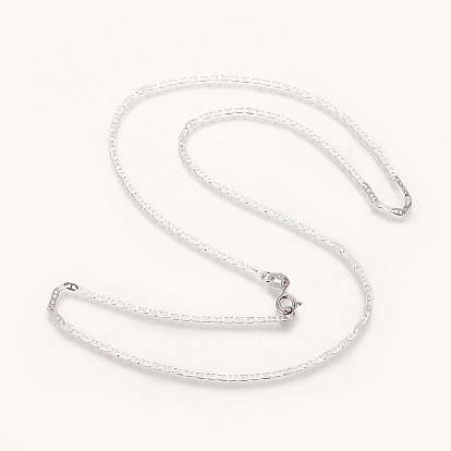 925 Sterling Silver Mariner Link Chain Necklaces, with Spring Ring Clasps