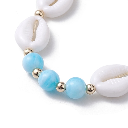 Adjustable Acrylic Shell Shape Braided Bead Bracelet for Women