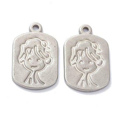 Pendentifs en acier inoxydable, rectangle avec l'homme