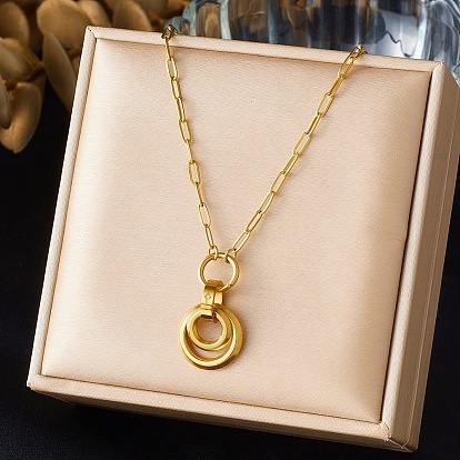304 Подвеска в виде двух колец из нержавеющей стали, цепочка-скрепка для женщин