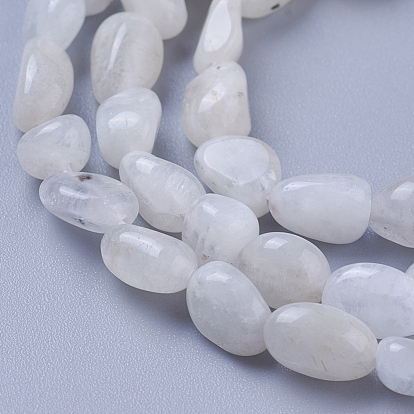 Natural White Moonstone Beads Strands, Tumbled Stone, Nuggets