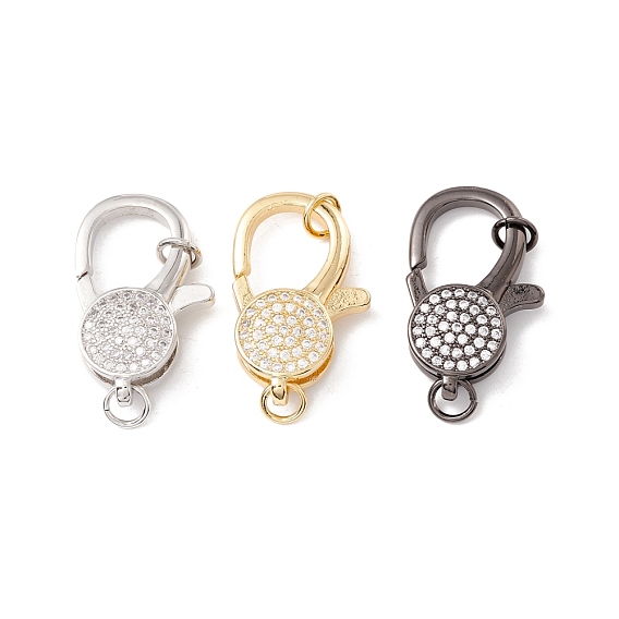 Латунный микро pave прозрачный кубический цирконий лобстер, с прыжковых колец, без кадмия и без свинца, долговечный