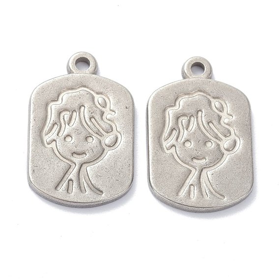 304 Stainless Steel Pendants, Rectangle with Human