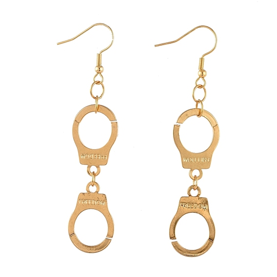 Dangle Earrings, 304 Stainless Steel Earring Hooks, Handcuffs Shape with Word Freedom