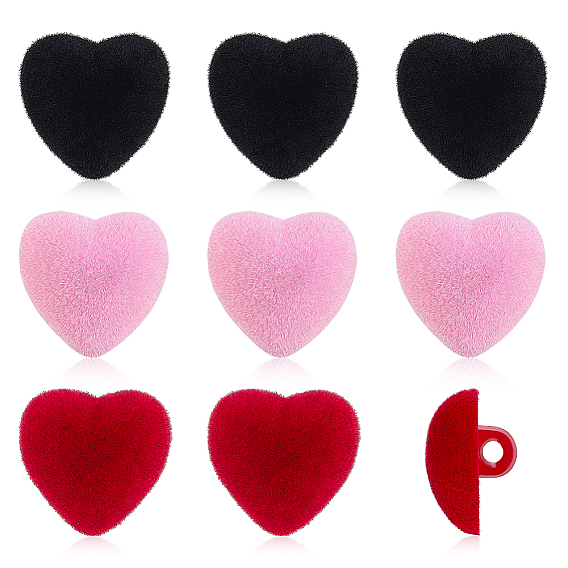 36 шт. 3 цвета 1 пуговицы с флокированной смолой и отверстием на ножке, сердце