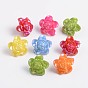 Botones de acrílico, color de ab chapado, flor, 17x17x4 mm, agujero: 3 mm