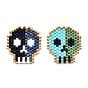Handmade Seed Beads Pendants, with Elastic Thread, Loom Pattern, Skull