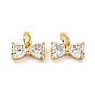 Brass Micro Pave Clear Cubic Zirconia Pendants, Bowknot