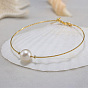 925 Sterling Silver Bangle with Natural Pearl Beaded, with S925 Stamp