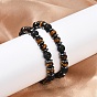 Тигровый глаз с гематитовой перегородкой и лавовыми бусинами, эластичные браслеты для женщин и мужчин