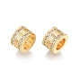 Brass Pave Cubic Zirconia European Beads, Large Hole Beads, Nickel Free, Real 18K Gold Plated, Column