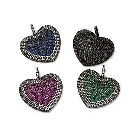 Латунные микро проложить кубического циркония подвески, сердце прелести, стойки покрытие, прочное покрытие, без кадмия и без свинца