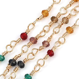 Латунные звенья-рондель, со стеклом, долговечный, стойки покрытие, без свинца и без кадмия, несварные, ручной работы из бисера цепи