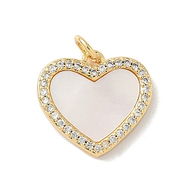 Латунь микропаве фианиты с подвесками-ракушками, сердце прелести, без свинца и без кадмия, долговечный, стойки покрытие, с целью перехода в кольце
