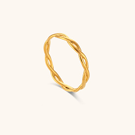 Minimalist 18K Gold Plated Stainless Steel Crossed Rope Ring Jewelry
