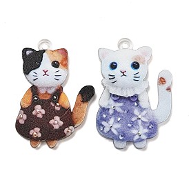 Прозрачные акриловые подвески с принтом, форма кошки