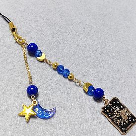 Bracelets pour téléphone portable en alliage et verre, lune avec étoile, tarot charme