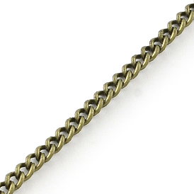 Unwelded Iron Curb Chains, with Spool, 3.8x2.8x0.8mm