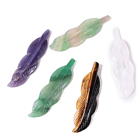 Natural Gemstone Carved Feather Figurines Statues for Home Office Desktop Decoration