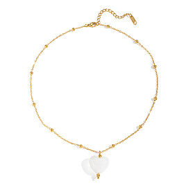 Colgante de corazón de resina blanca de verano 304 Collares de cadena satélite de acero inoxidable para mujer