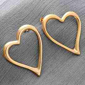 304 из нержавеющей стали серьги, полые сердца, ионное покрытие (ip)