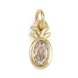 Breloques fruits en laiton micro pavé de zircones cubiques, plaqué longue durée, crémaillère plaquage, sans plomb et sans cadmium, avec anneau de saut
