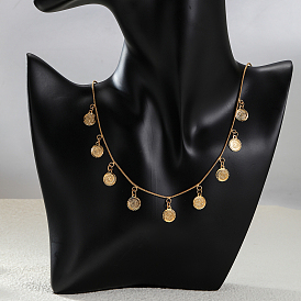 Fashionable Versatile Minimalist Brass Coin Tassel Necklace for Women