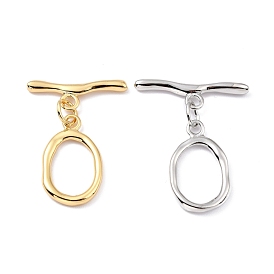 Rack Plating Brass Toggle Clasps, Long-Lasting Plated, Twist Ring