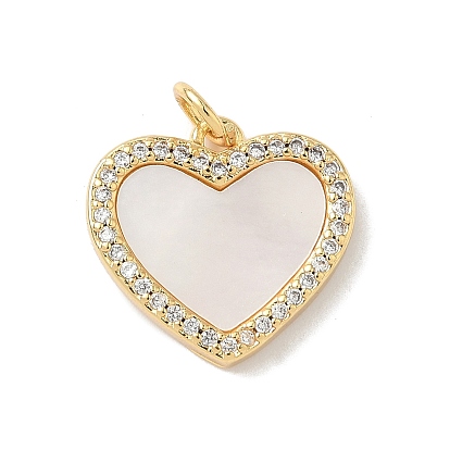 Латунь микропаве фианиты с подвесками-ракушками, сердце прелести, без свинца и без кадмия, долговечный, стойки покрытие, с целью перехода в кольце