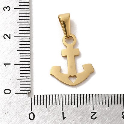 Vacuum Plating 304 Stainless Steel Pendants, Laser Cut, Anchor Charm