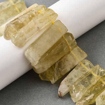 Нити из натуральных бусин лимонного кварца (обработанных нагреванием), прямоугольные, Топ пробуренной