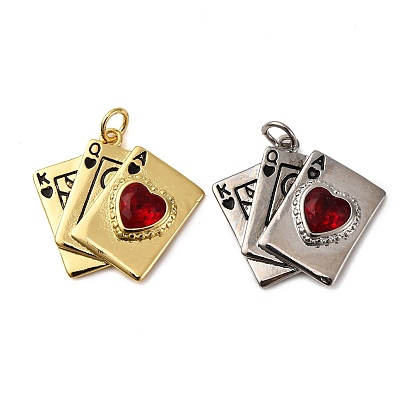 Латунные микро проложить кубического циркония подвески, игральные карты, с целью перехода в кольце, долговечный, без кадмия и без свинца, стойки покрытие