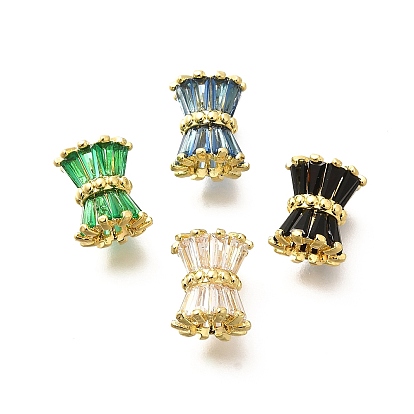 Стойка гальванопокрытие колонна латунь микропаве прозрачные кубические циркониевые бусины, долговечные бусины, без свинца и без кадмия, реальный 18 k позолоченный