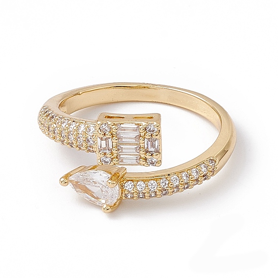 Прозрачный кубический цирконий каплевидная и прямоугольная открытая манжета, стеллаж для латунных украшений для женщин, без кадмия, без никеля и без свинца