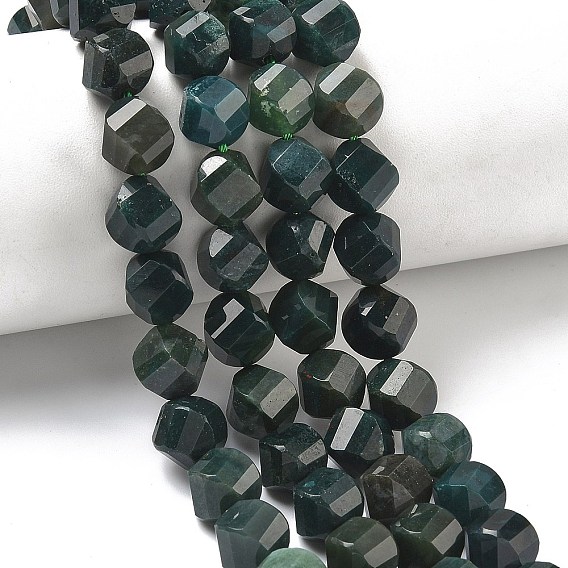 Природные моховой агат бисер нитей, граненые, твист